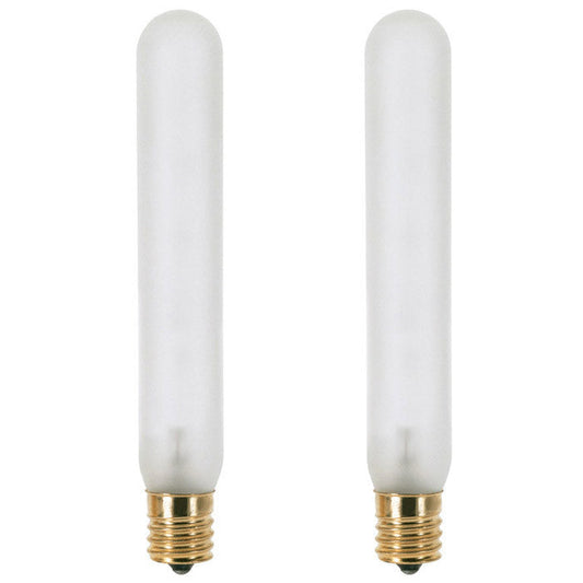 2 Pk - Satco S3715 15W Frost Slimline Picture E12 Candelabra Base bulbs