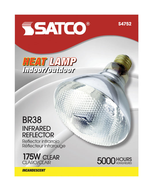 Satco 175w BR38 Incandescent Clear Heat Medium base 120v Bulb