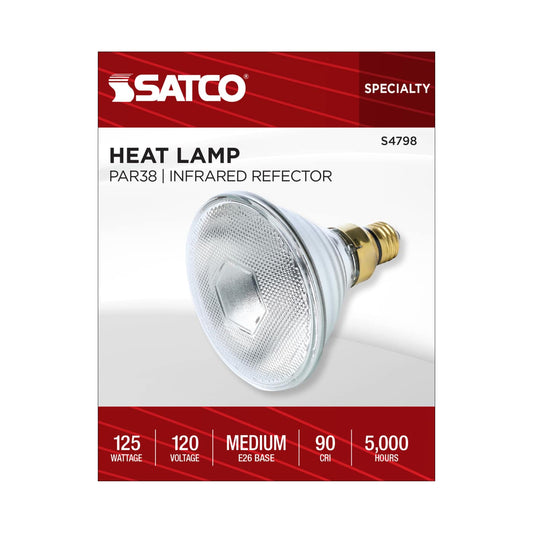 Satco 125w PAR38 Infrared Reflector Heat Lamp 120v Weatherproof Medium Base Bulb