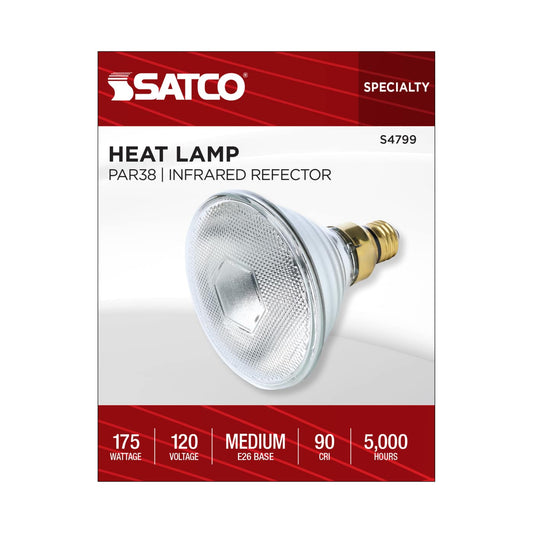 Satco 175w PAR38 Incandescent Clear Heat Medium Base Weatherproof 120v Bulb