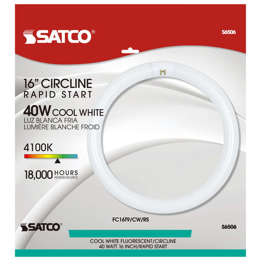 Satco 40w T9 Circline Fluorescent 4100K Cool White 4-Pin base Tube