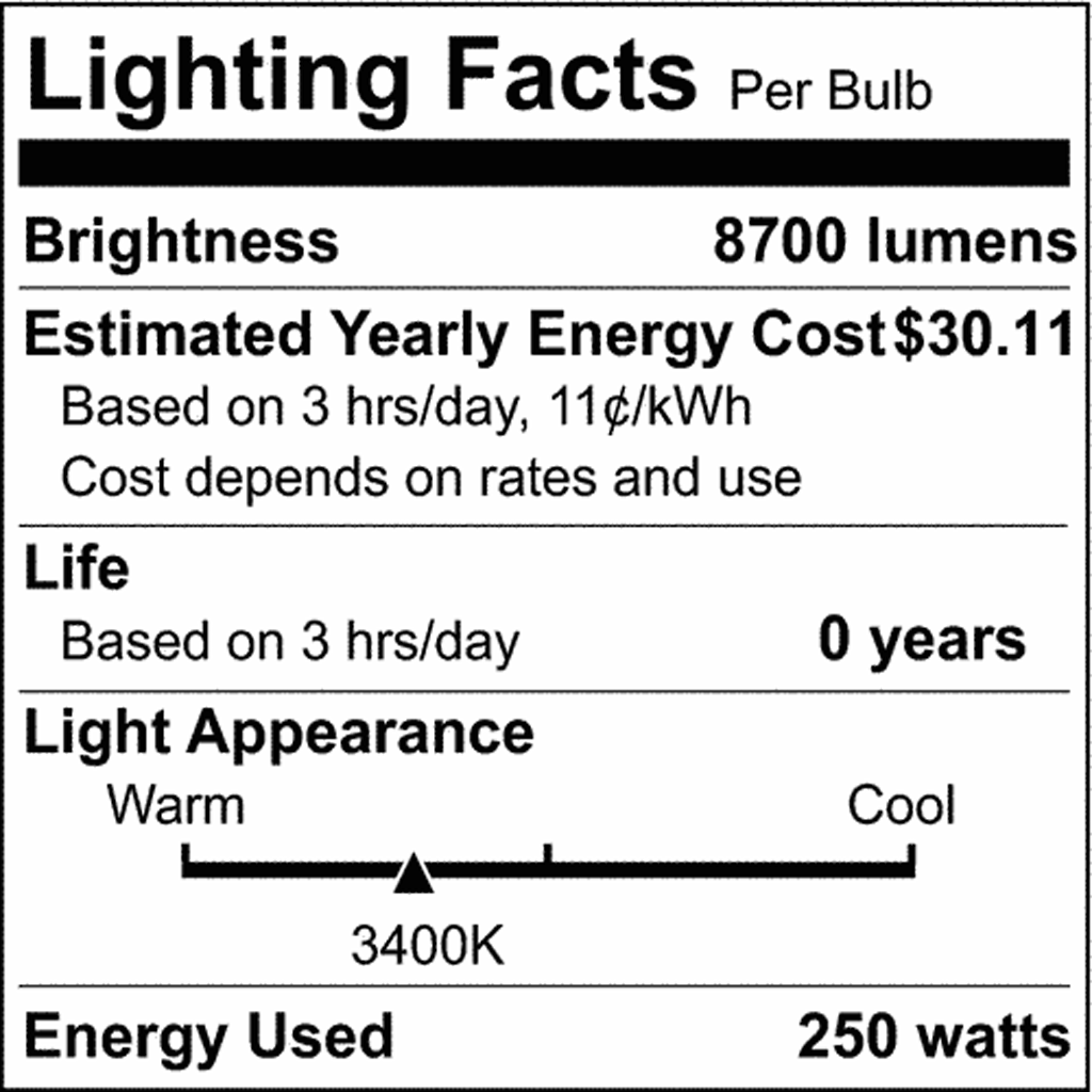 Satco 250w A21 Incandescent 8700Lm 3400K Neutral White 120v Frosted Bulb
