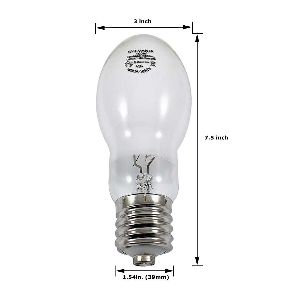 Sylvania 100w H38 ED23.5 Coated Mercury Vapor Lamp - H38JA-100/DX