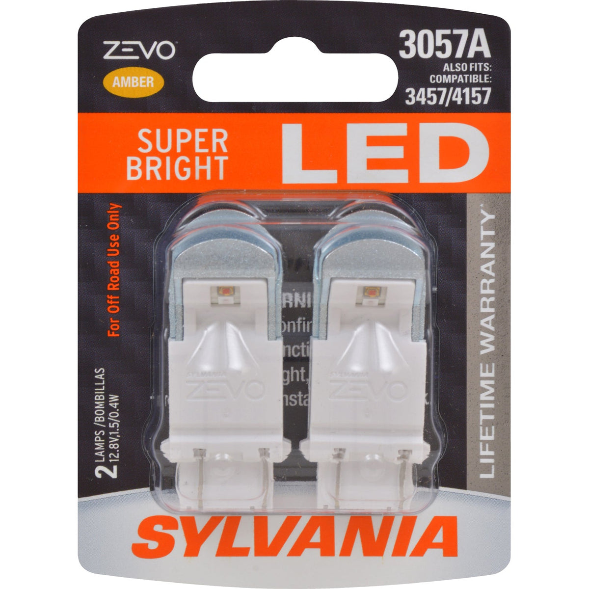 2-PK SYLVANIA ZEVO 3057 Amber LED Automotive Bulb
