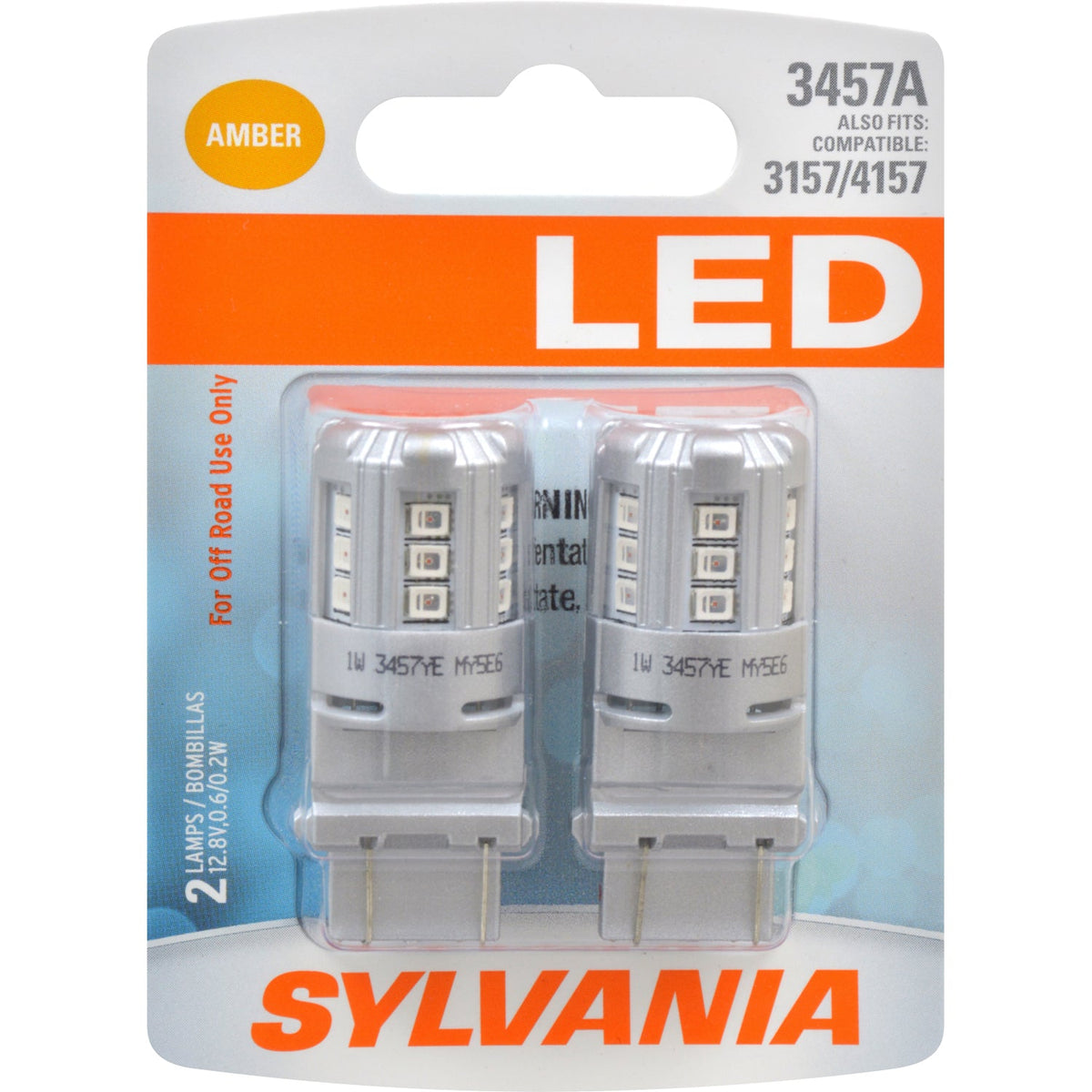 2-PK SYLVANIA 3457 Amber LED Automotive Bulb