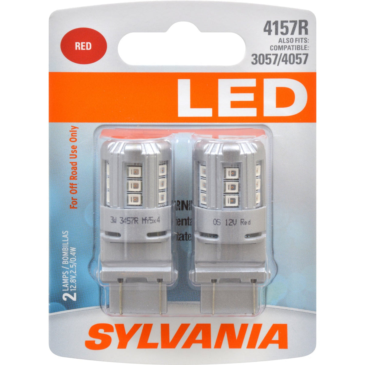 2-PK SYLVANIA 4157 Red LED Automotive Bulb
