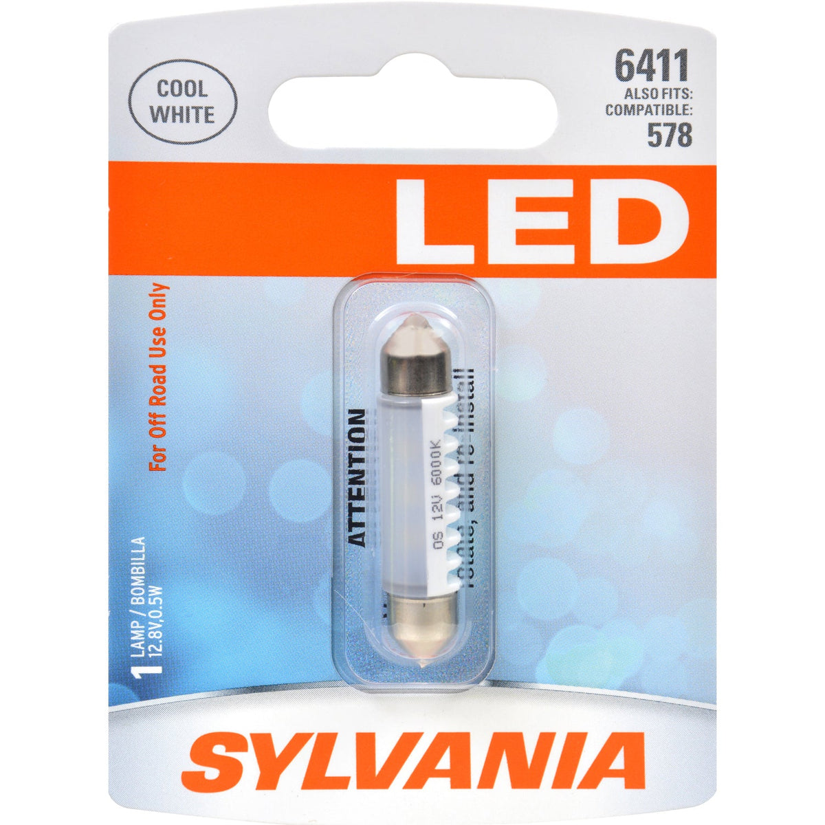 Sylvania 6411 41mm Festoon Cool White 12.8v LED Automotive Light Bulb