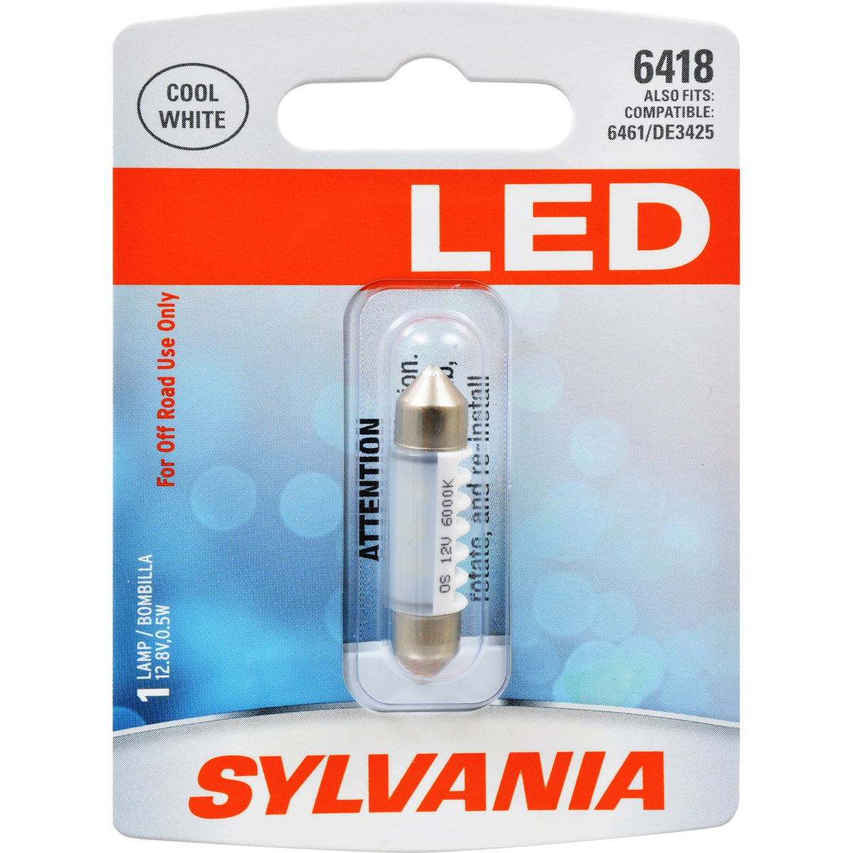 Sylvania 6418 36mm 12.8v Festoon Cool White LED Automotive Light Bulb