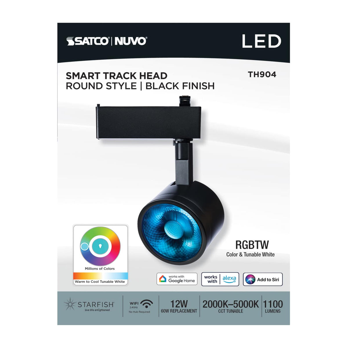 Satco 12W LED Track Head Round Black Finish