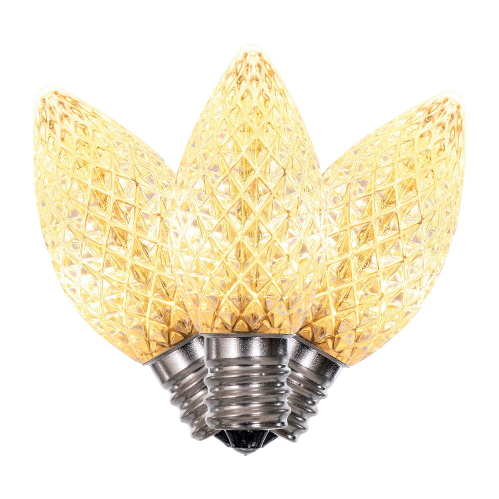 25Pk - Vickerman .6W C7 LED Warm White Faceted Twinkle Light Bulb 120v