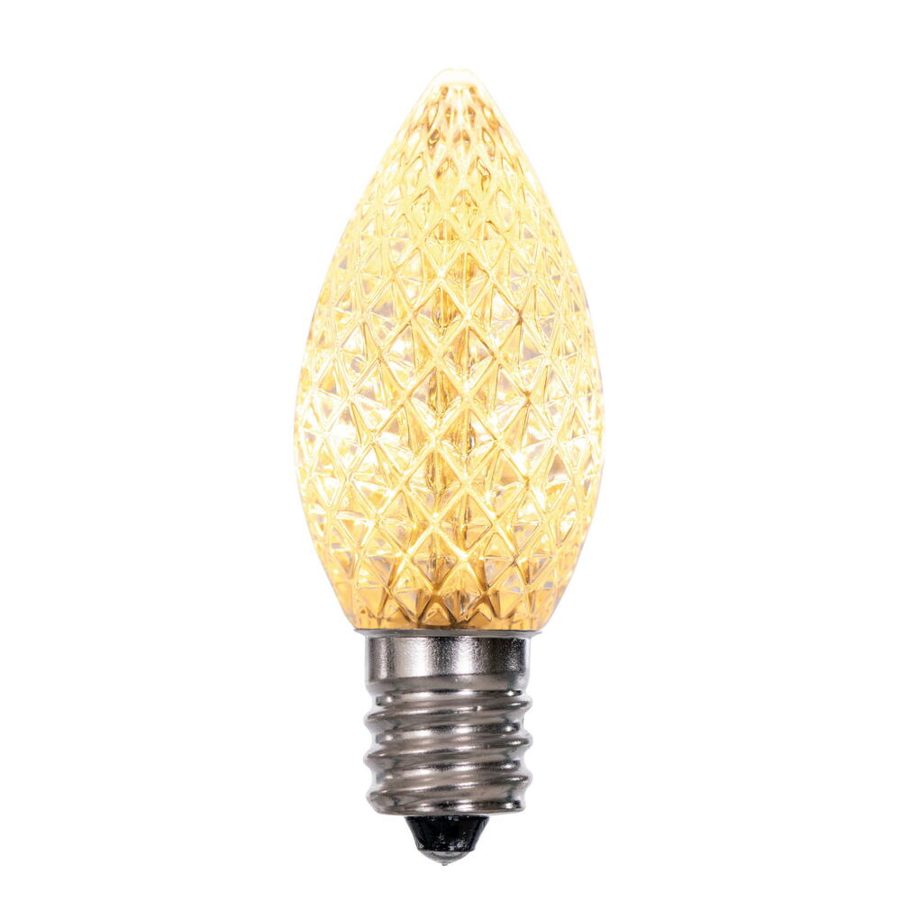 25Pk - Vickerman .6W C7 LED Warm White Faceted Twinkle Light Bulb 120v