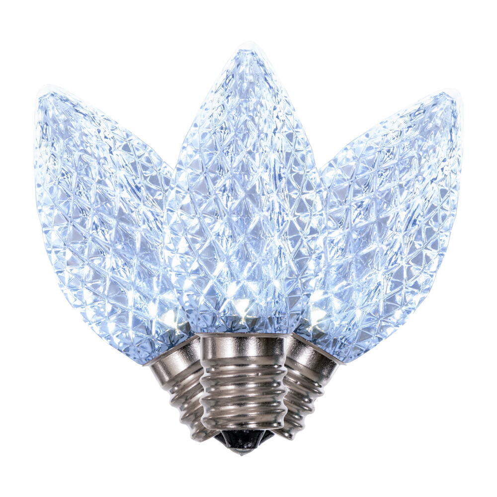 25Pk - Vickerman .6W C7 LED Cool White Faceted Twinkle Light Bulb 120v