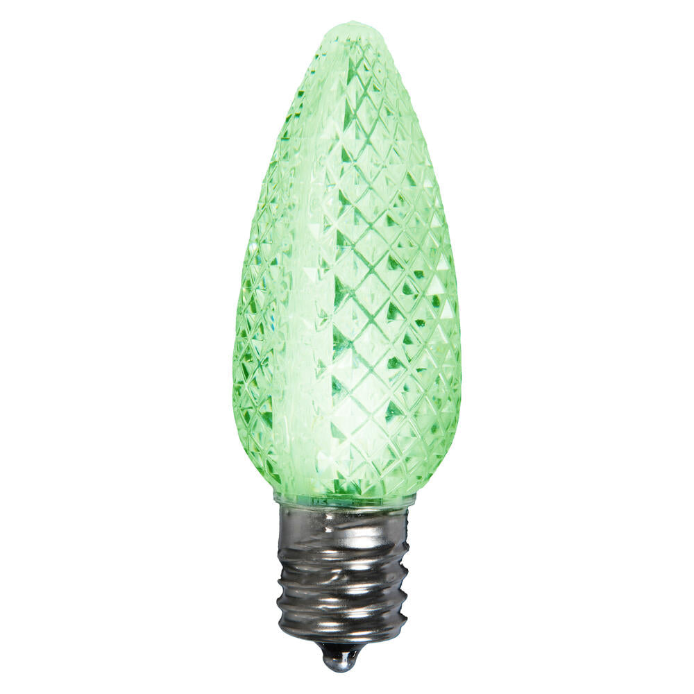 25Pk - Vickerman .6W C7 LED Lime Faceted Twinkle Light Bulb 120v