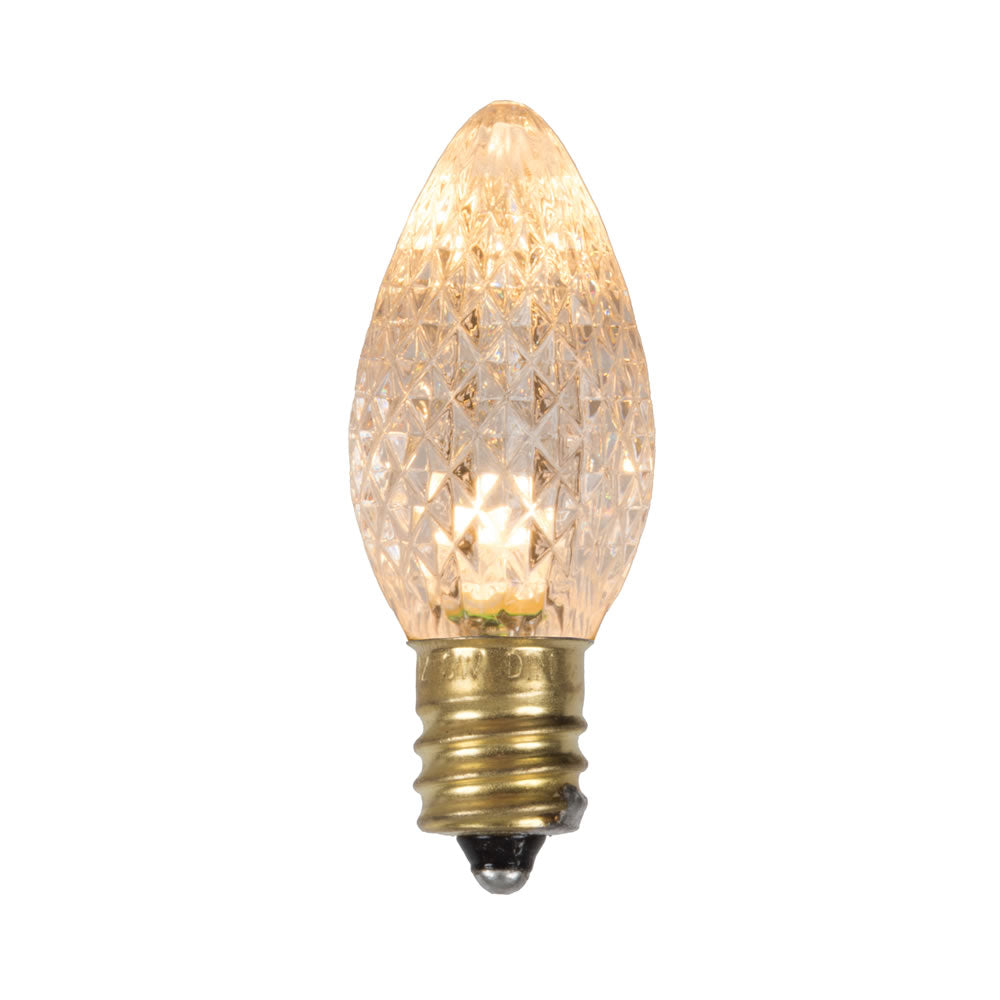 25Pk - Vickerman .6W C7 LED Sunny Warm White Faceted Twinkle Light Bulb 120v
