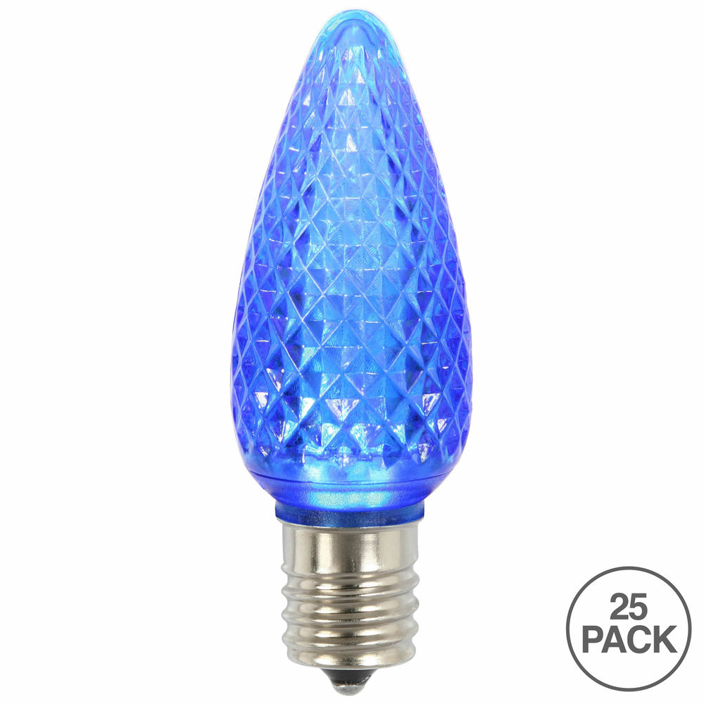 25Pk - Vickerman .8W C9 LED Blue Faceted Twinkle Replacement Light Bulb 120v