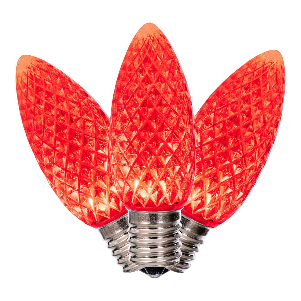 25PK - Vickerman 0.96W C9 Faceted LED Red Bulb