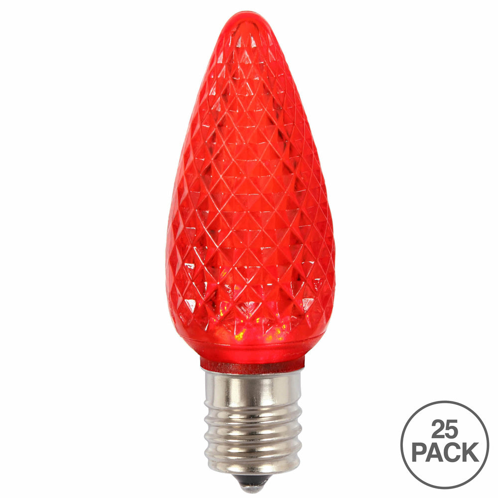 25Pk - Vickerman .8W C9 LED Red Faceted Twinkle Replacement Light Bulb 120v