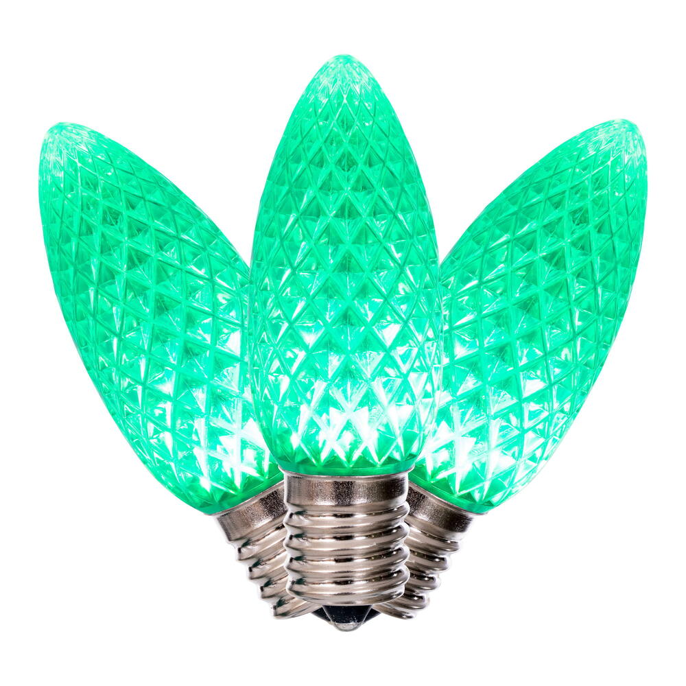 25PK - Vickerman 0.96W C9 Faceted LED Green Bulb