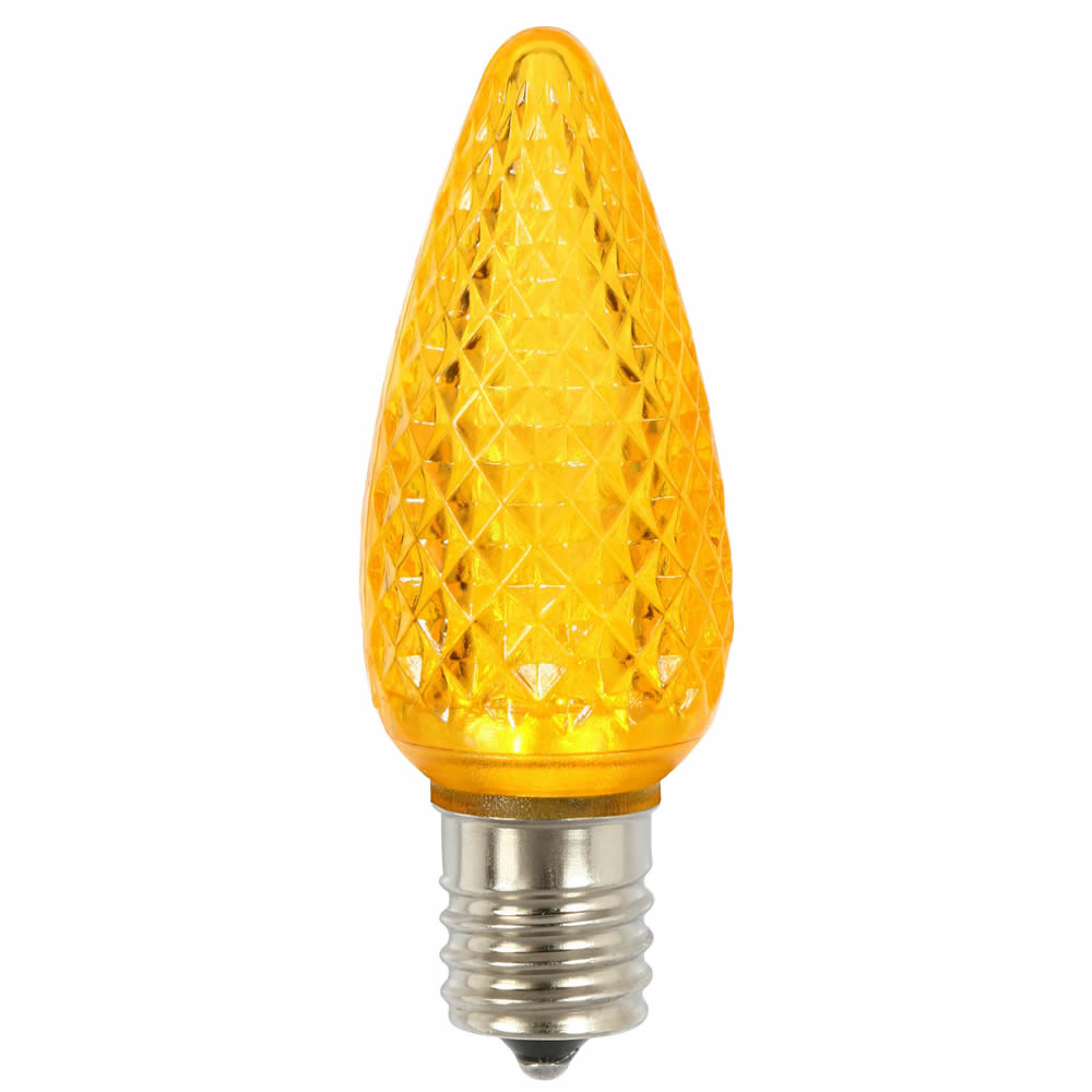25Pk - Vickerman .8W C9 LED Yellow Faceted Twinkle Replacement Light Bulb 120v