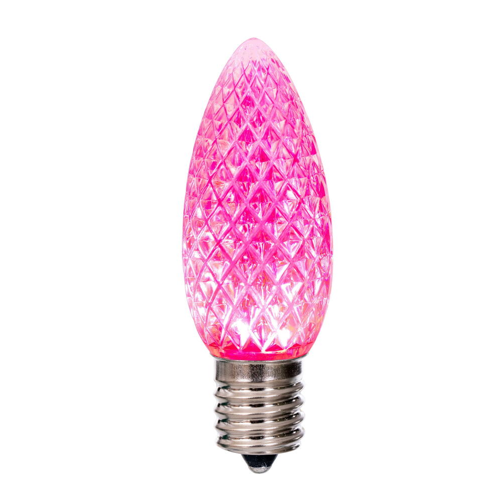 25PK - Vickerman C9 Faceted LED Pink Bulb .96W Plastic Replacement Bulbs