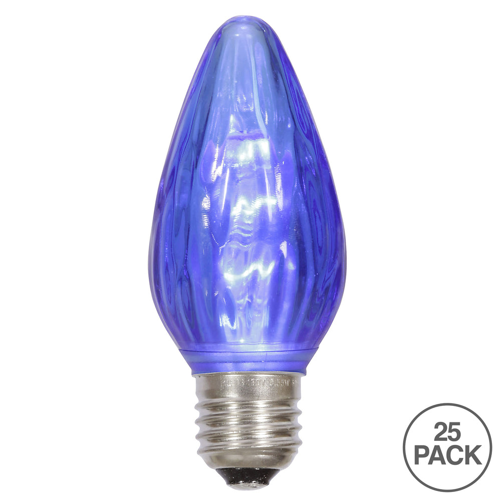 25PK -  0.96W F15 Blue Plastic Flame E26 LED Bulb