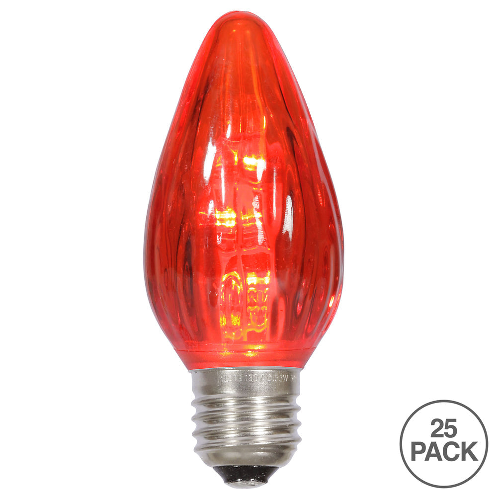 25Pk -  0.96W F15 Red Plastic Flame E26 LED Bulb