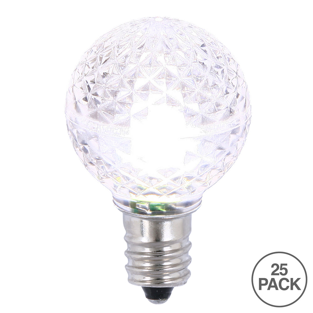 25PK - Vickerman Pure White Faceted G30 LED Replacement Bulb