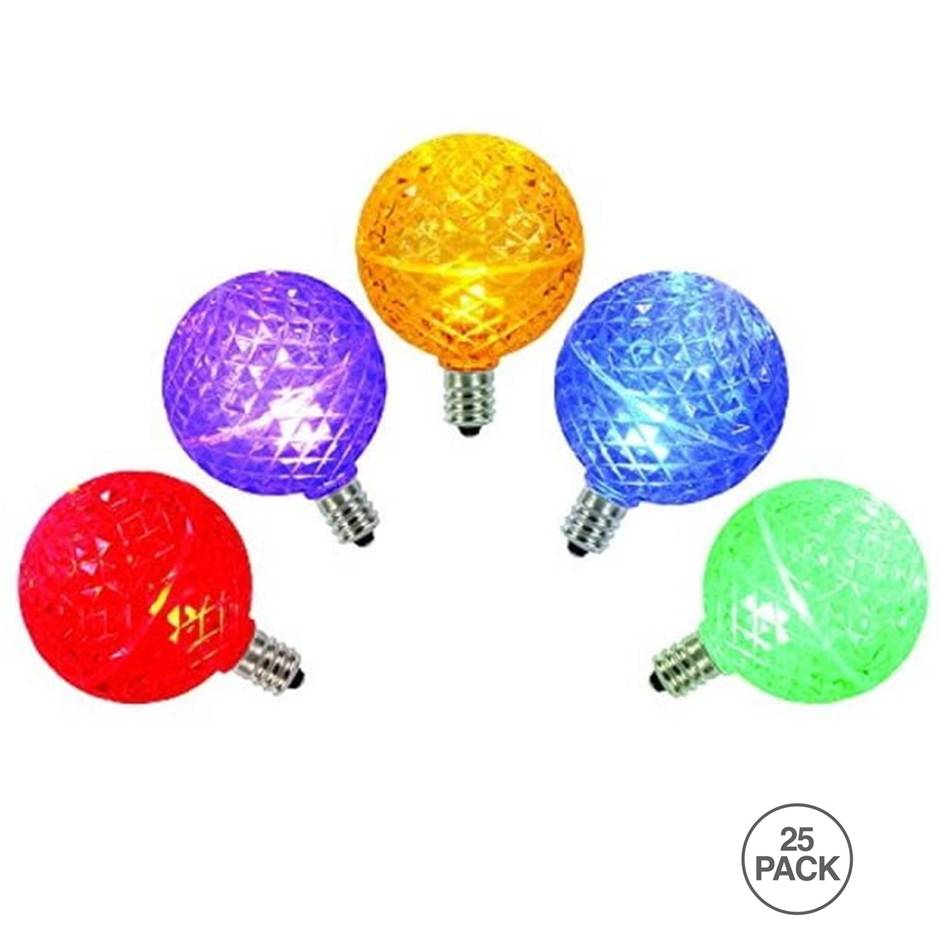 25Pk - Vickerman .8W G50 LED Mutlicolored E17 Replacement Light Bulb 120v