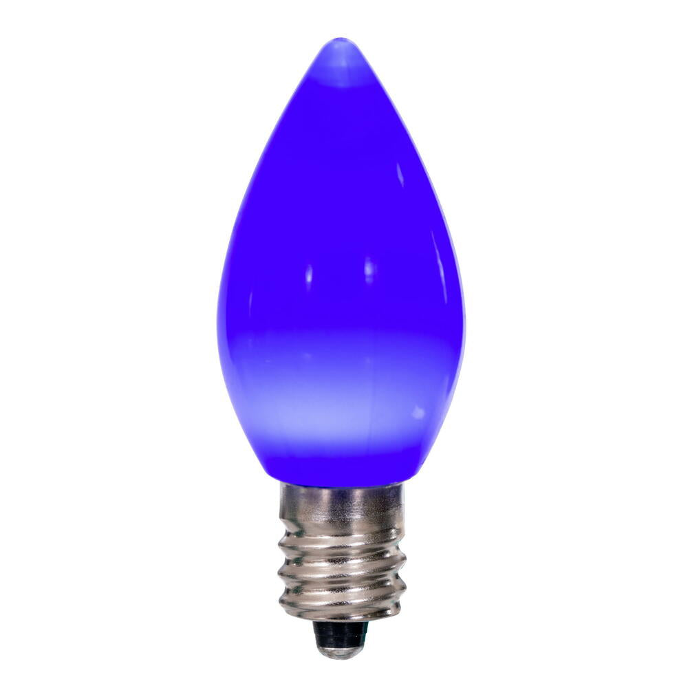 25Pk - Vickerman .6W C7 Ceramic LED Blue Twinkle Light Bulb 120v
