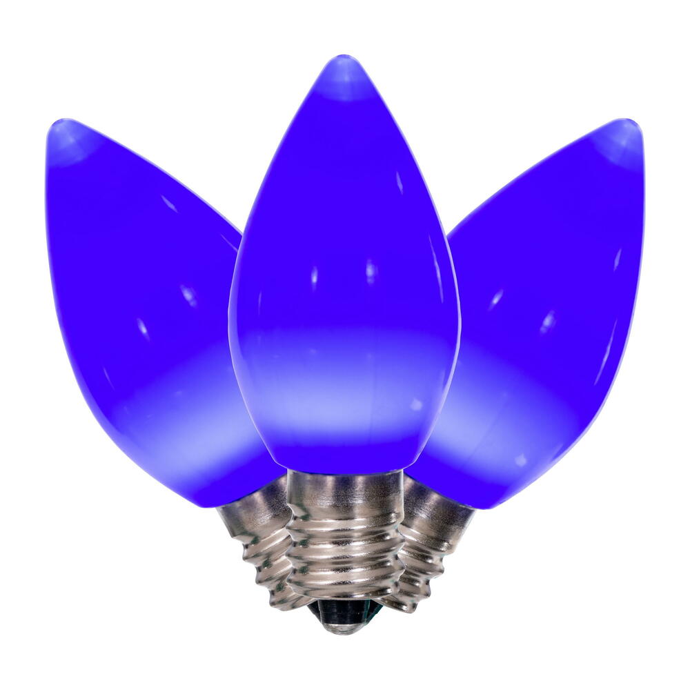 25Pk - Vickerman .6W C7 Ceramic LED Blue Twinkle Light Bulb 120v