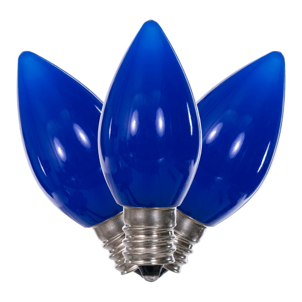 25Pk - Vickerman .6W C7 Ceramic LED Blue Twinkle Light Bulb 120v