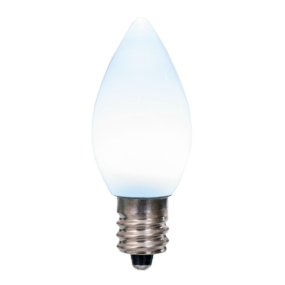 25Pk - Vickerman .6W C7 Ceramic LED Cool White Light Bulb 120v