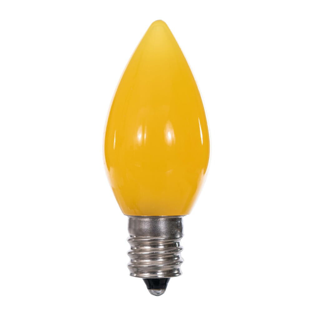 25Pk - Vickerman .6W C7 Ceramic LED Yellow Light Bulb 120v
