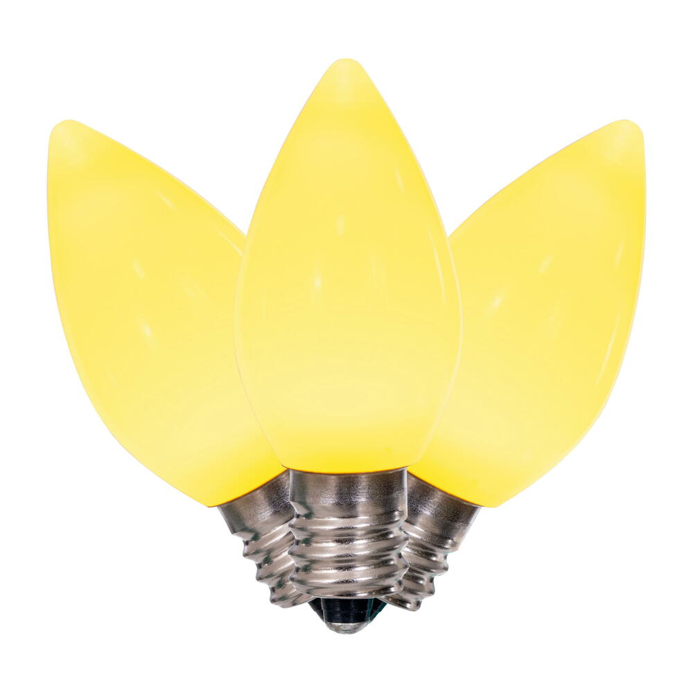 25Pk - Vickerman .6W C7 Ceramic LED Yellow Light Bulb 120v