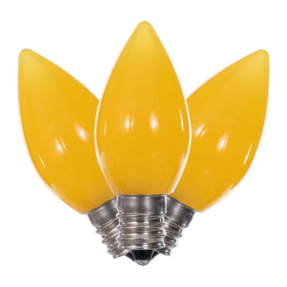 25Pk - Vickerman .6W C7 Ceramic LED Yellow Light Bulb 120v