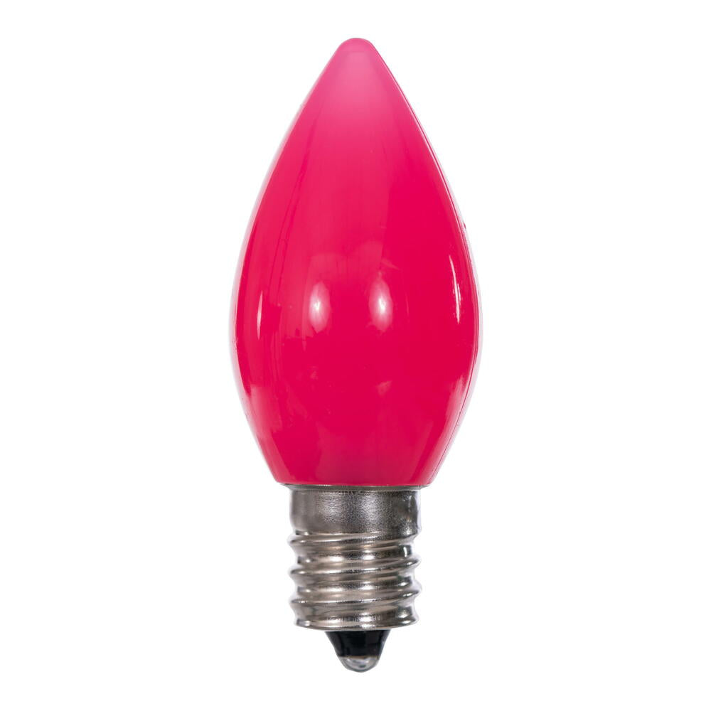 25Pk - Vickerman .6W C7 Ceramic LED Pink Twinkle Light Bulb 120v