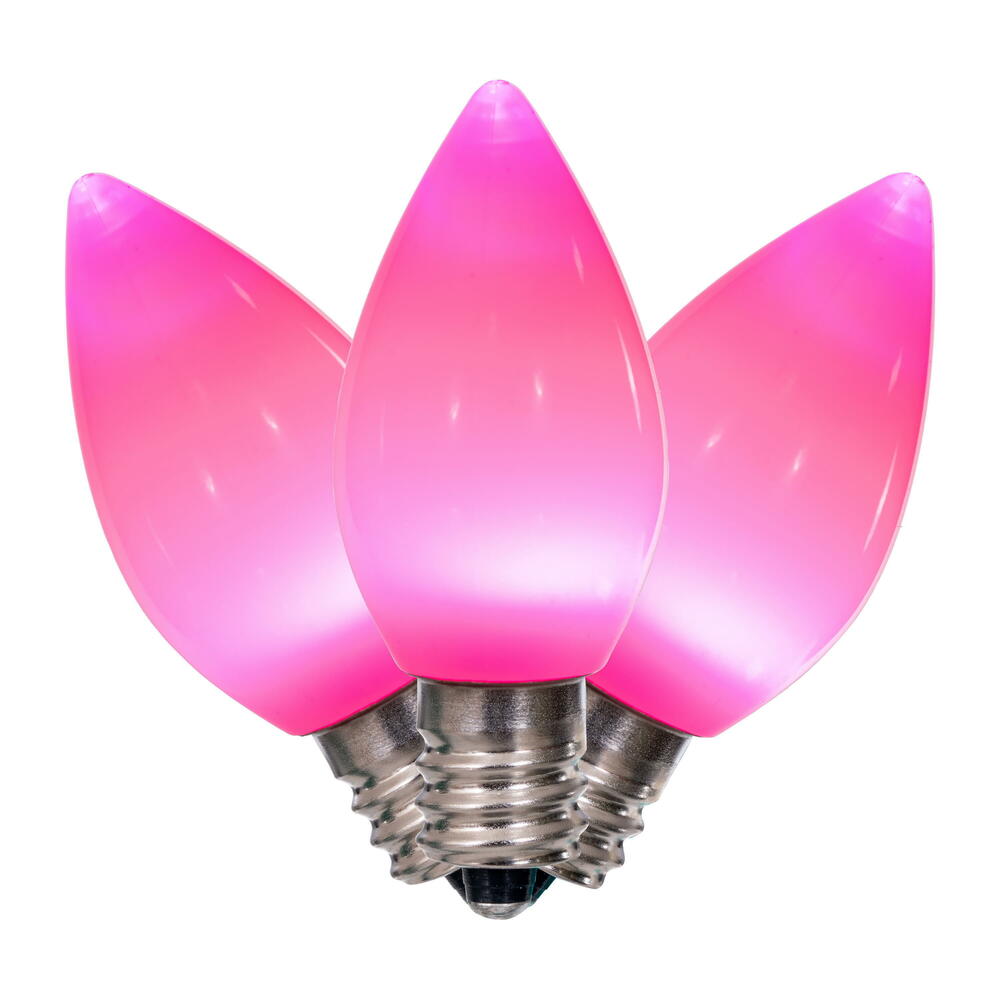 25Pk - Vickerman .6W C7 Ceramic LED Pink Twinkle Light Bulb 120v