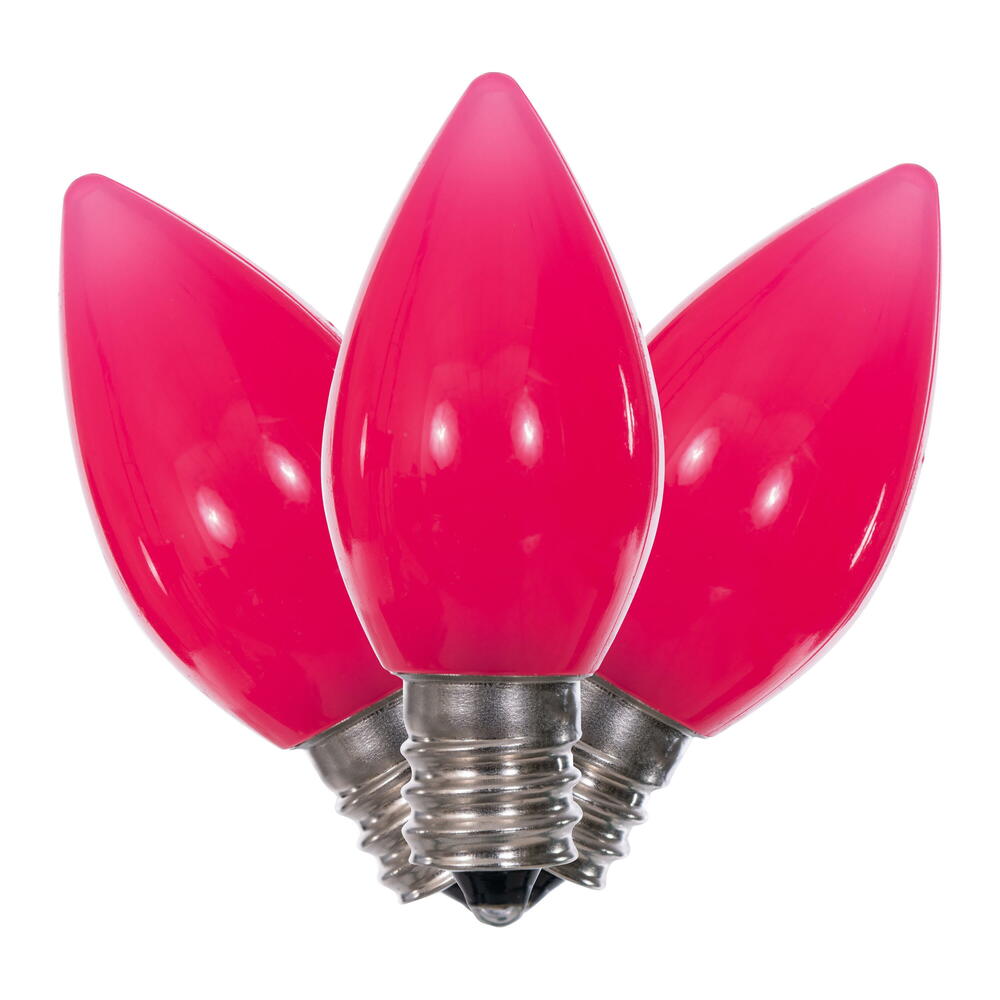 25Pk - Vickerman .6W C7 Ceramic LED Pink Twinkle Light Bulb 120v