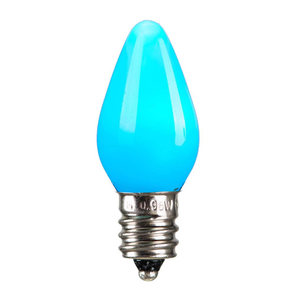 25Pk - Vickerman .6W C7 Ceramic LED Teal Twinkle Light Bulb 120v