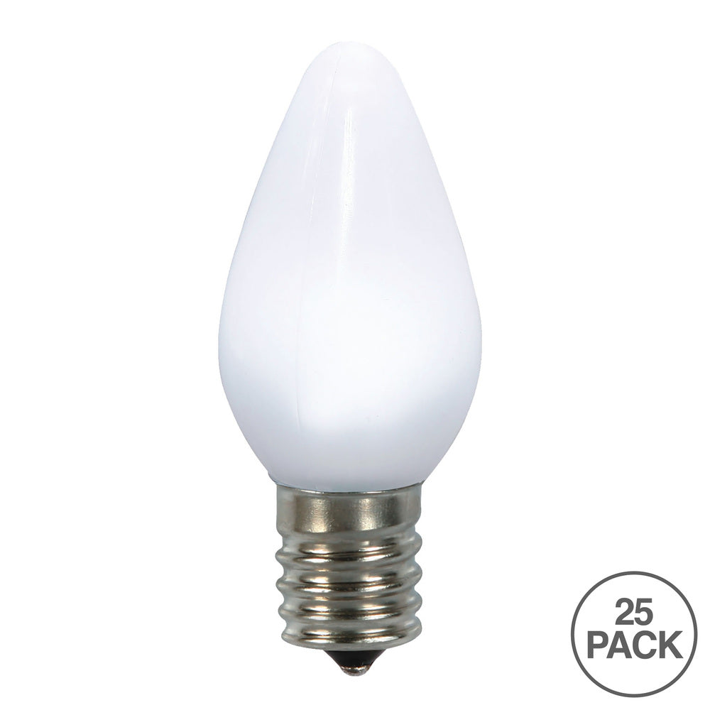 25Pk - Vickerman .6W C7 Ceramic LED Pure White Light Bulb 120v