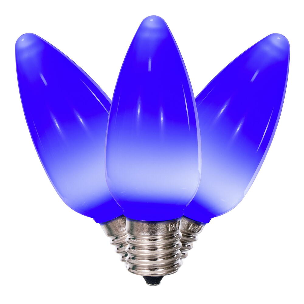25Pk - Vickerman .8W C9 Ceramic LED Blue Light Bulb 120v