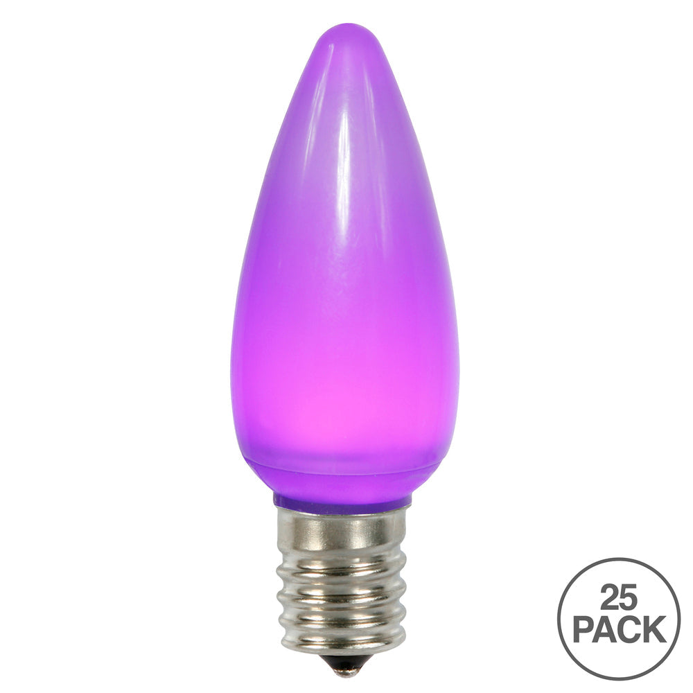 25Pk - Vickerman .8W C9 Ceramic LED Purple Twinkle Light Bulb 120v