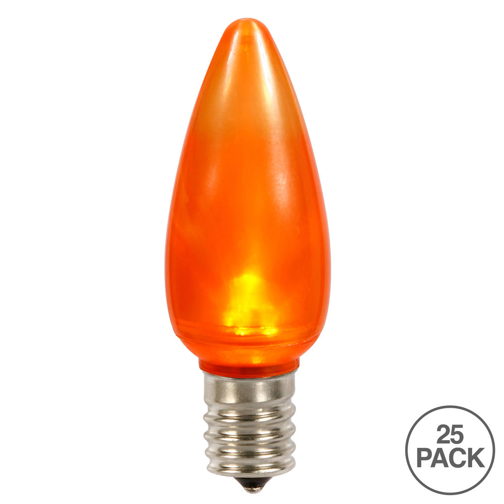 25Pk - Vickerman .8W C9 Ceramic LED Orange Twinkle Light Bulb 120v