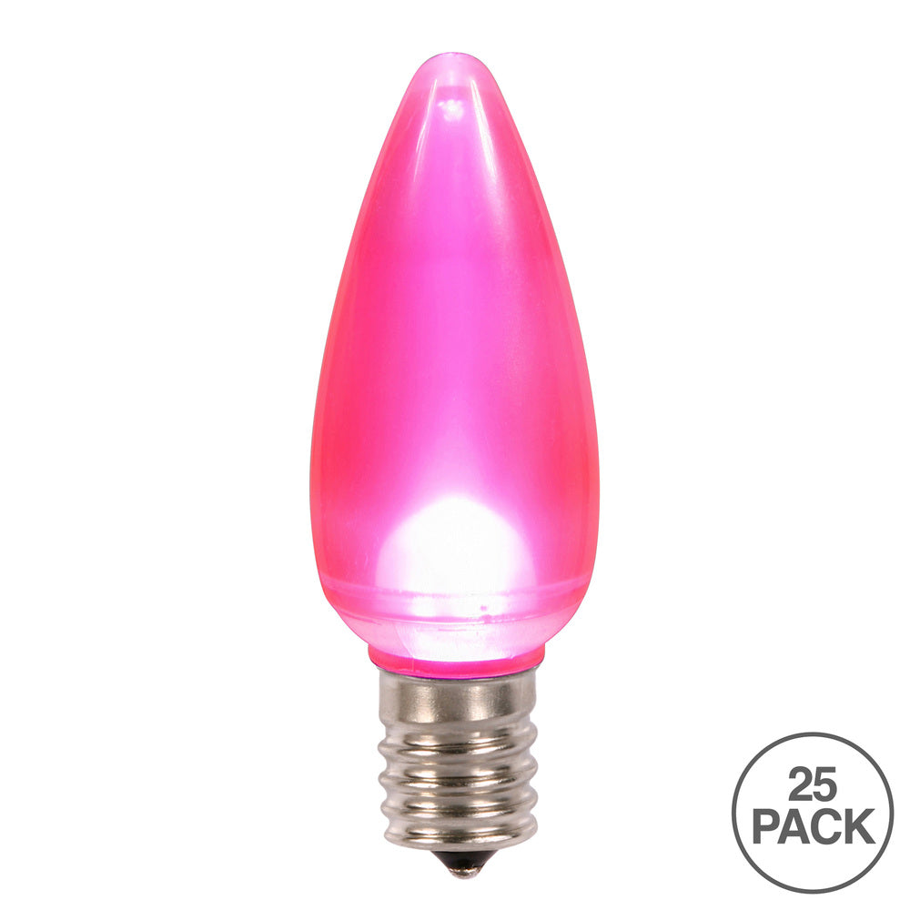 25Pk - Vickerman .8W C9 Ceramic LED Pink Twinkle Light Bulb 120v